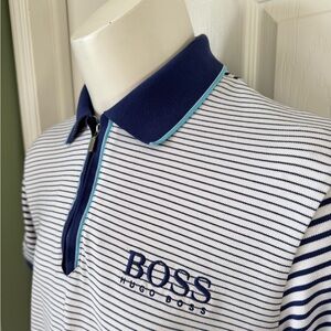Hugo Boss Paddy Pro Striped Polo Zip Up Shirt Size Mens XL